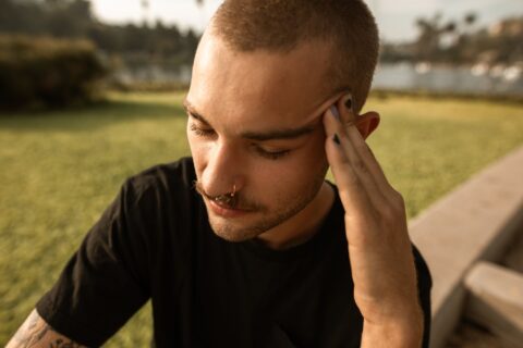 close up of a stressed man
